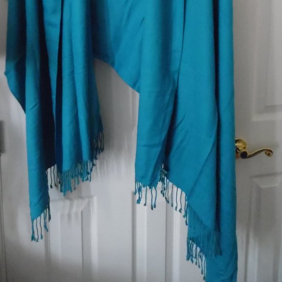 VALERIE STEPHENS SHAWL... DEEP AQUA - Picture 5 of 6